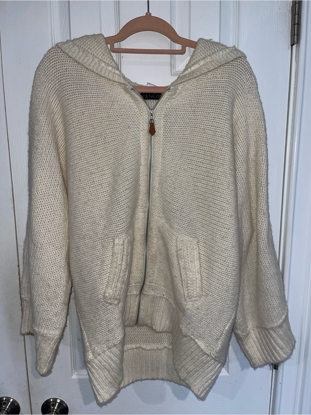 VENUS Chunky Cream Cardigan Zip Hoodie Sweater Sz S SKU: 0929-59